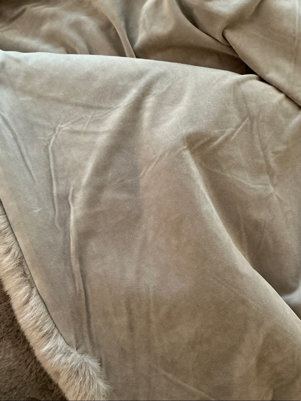 Plush Velvet Faux Fur Throw Blanket - Taupe